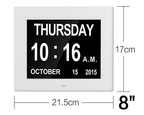 American Lifetime, Newest Version Updated Memory Loss Digital Calendar Day Clock with Day Cycles & Battery Backup(White）
