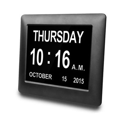 American Lifetime, Newest Version Updated Memory Loss Digital Calendar Day Clock with Day Cycles & Battery Backup(White）