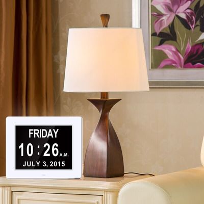 American Lifetime, Newest Version Updated Memory Loss Digital Calendar Day Clock with Day Cycles & Battery Backup(White）