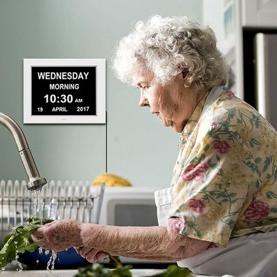 American Lifetime, Newest Version Updated Memory Loss Digital Calendar Day Clock with Day Cycles & Battery Backup(White）